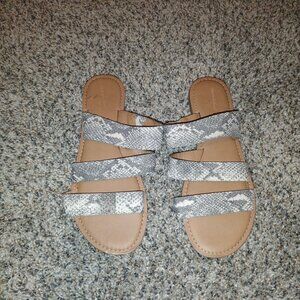 Snake skin flat sandals